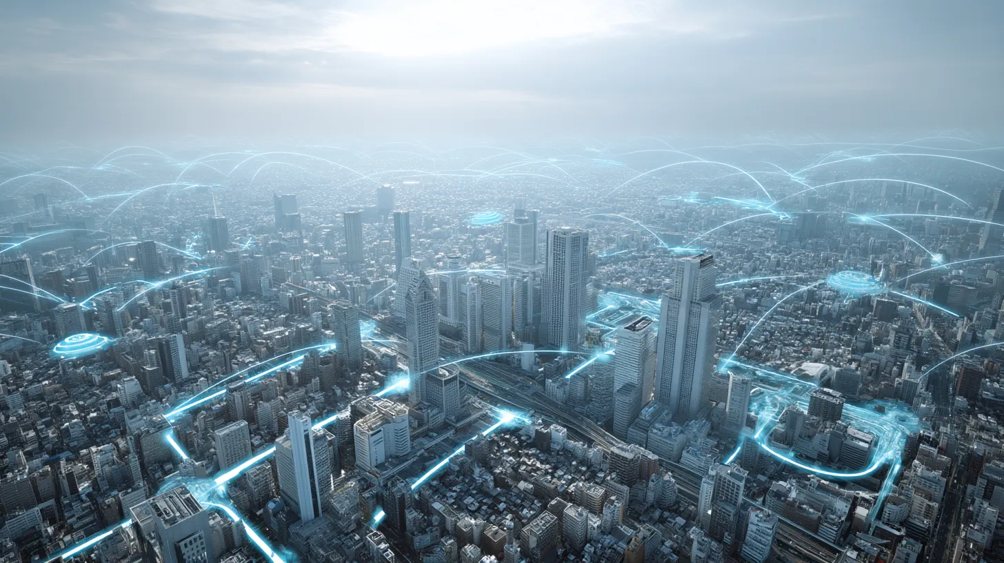 ネットワークをイメージした都市の俯瞰図